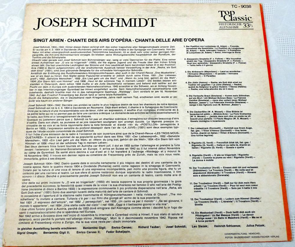 Joseph Schmidt, Die goldene Serie, Top-Classic